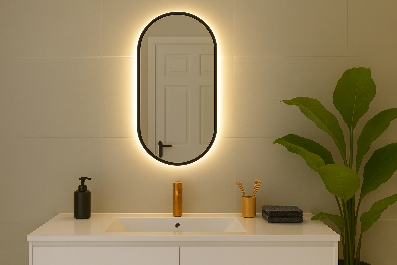 Lustro Loft z podświetleniem na baterie - CATANZARO