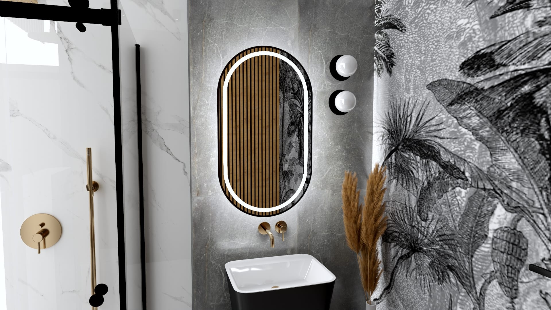 Lustro Loft z podświetleniem na baterie – ALDEA