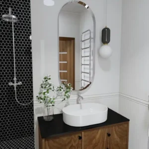 lustro w stalowej ramie