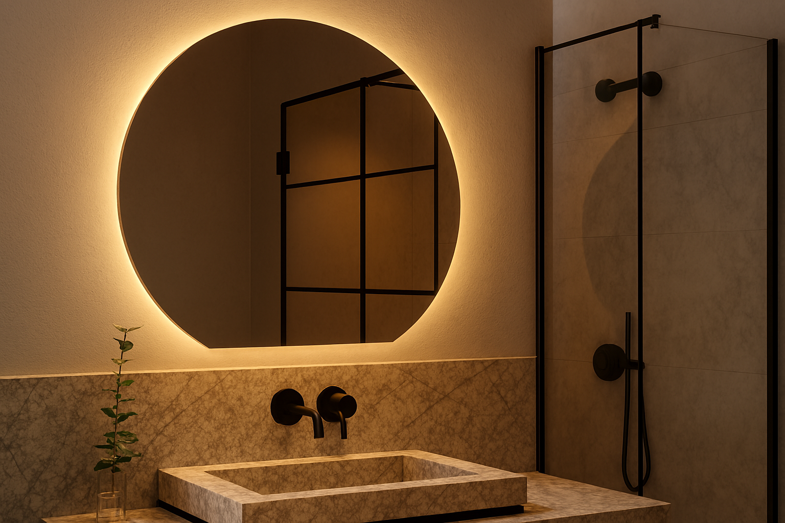 Lustro na baterie okrągłe LED ze ścięciem - Vitoria